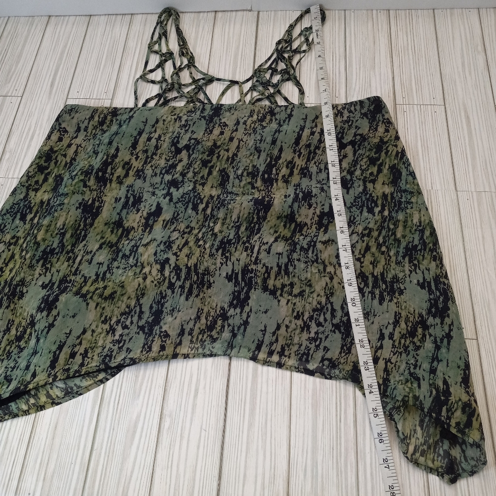 BCBGMaxAzria Y2K Asymmetrical Bakar 100% Silk Cage Neck Fairy Grunge Tank Top - Picture 7 of 8
